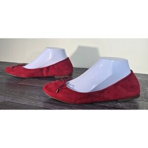 Essex Lane Becca Bow-Tie Ballet Flats Shoes Red Suede M 8.5